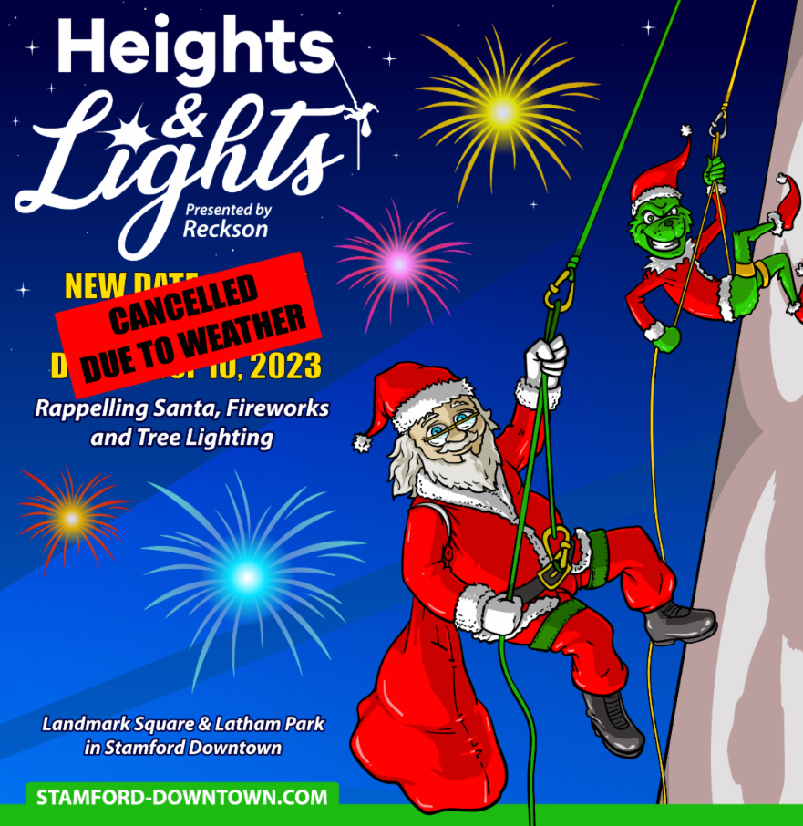 Stamford Downtown CANCELS Heights & Lights due to forecast of rain on Sunday