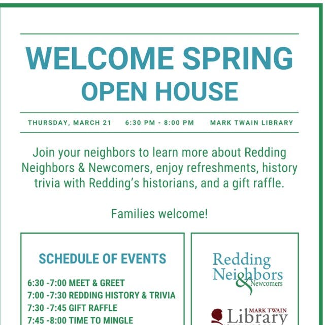 Redding Neighbors & Newcomers Welcome Spring Open House on March 21st